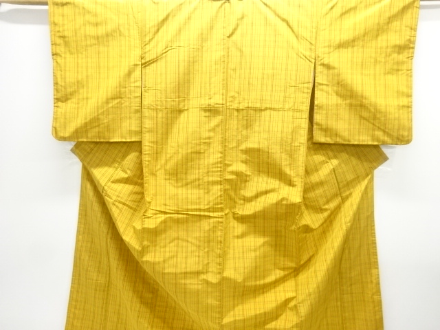 JAPANESE KIMONO / ANTIQUE KIMONO / SILK / YONEZAWA TSUMUGI / WOVEN GRID